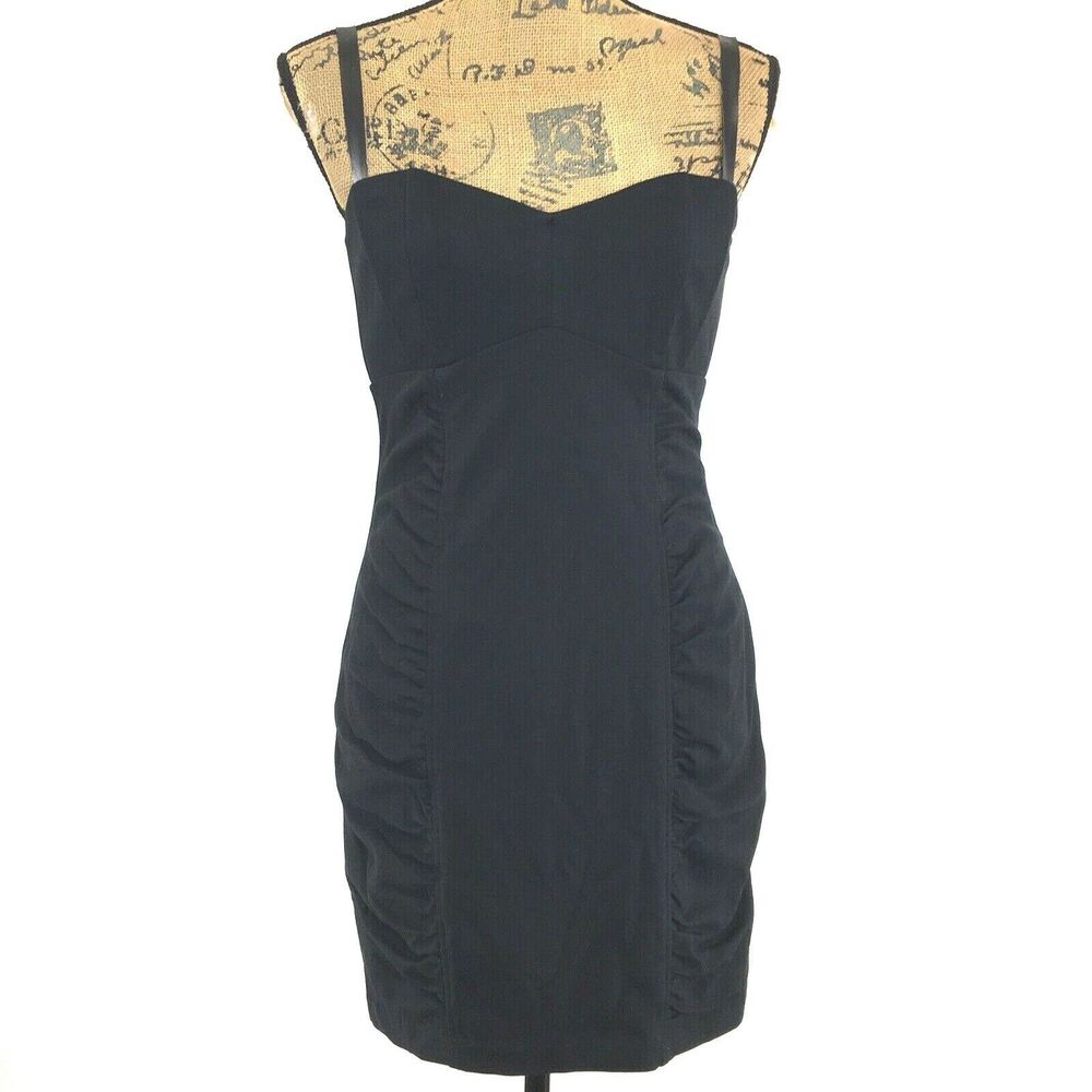 Nanette Lepore Dress 4 Sm Black Sexy Sweetheart Empire Ruched Stretch Party Mini